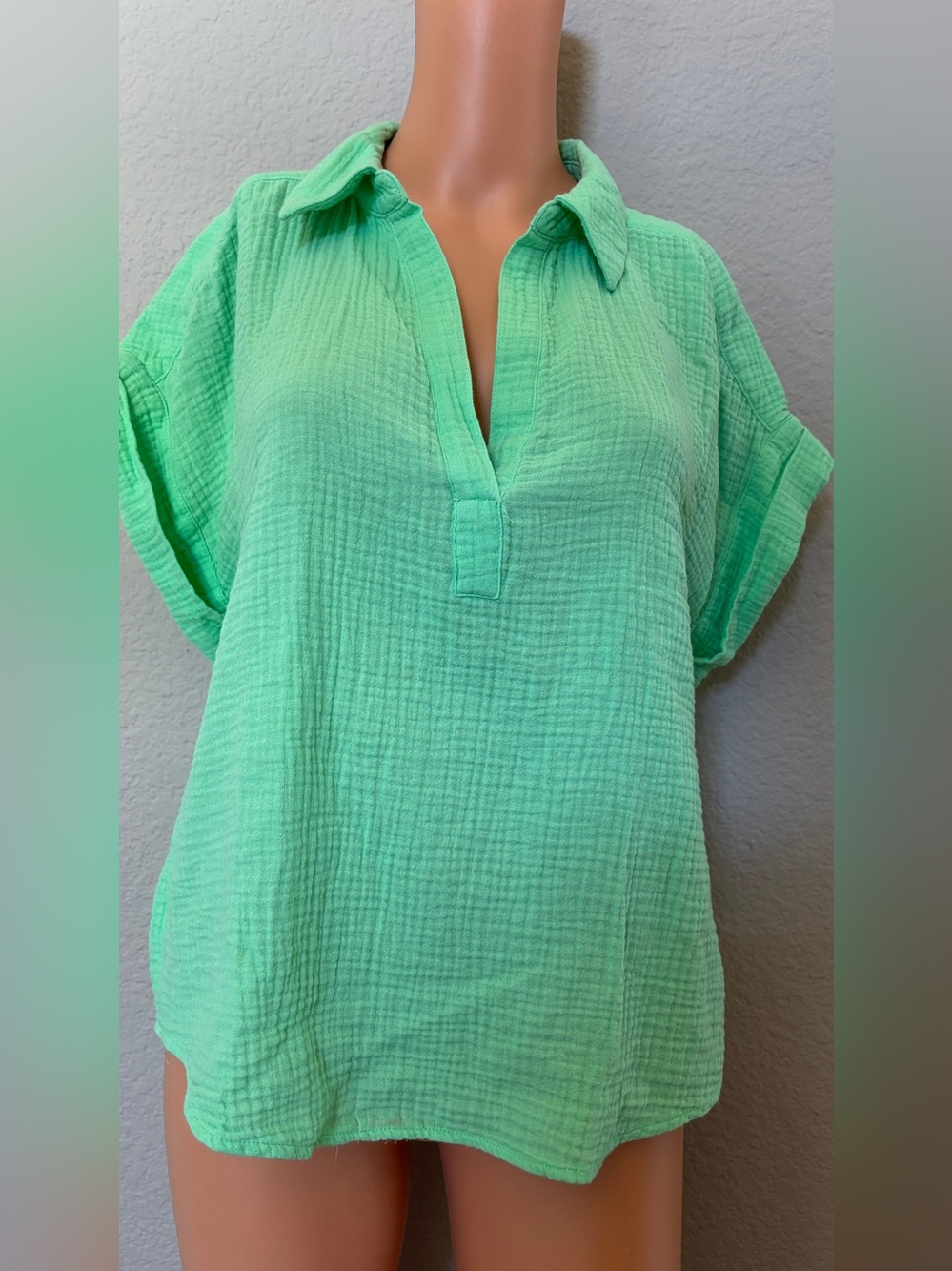 NWT J.Crew Women’s M Green Cotton Gauze Popover Shirt Top $79.50